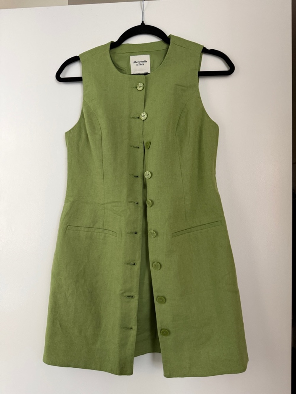 Abercrombie & Fitch Green Sleeveless Button-Front Mini Dress
